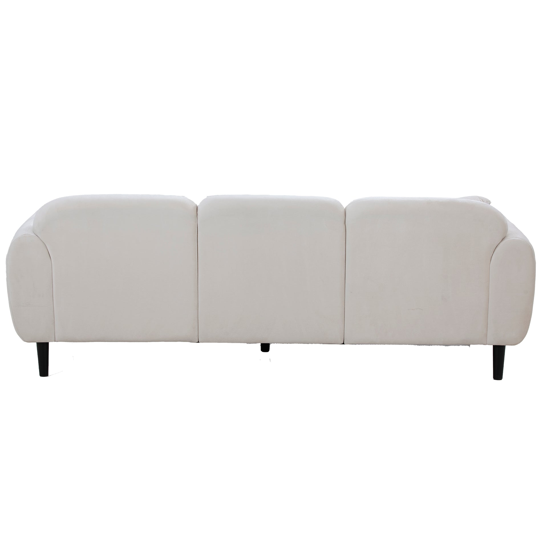 Mid Century Modern 3 Seater Couch Velveteen Sofa With Solid Wood Leg For Living Room, Bedroom, Livingroom Beige Beige Fabric
