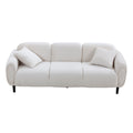Mid Century Modern 3 Seater Couch Velveteen Sofa With Solid Wood Leg For Living Room, Bedroom, Livingroom Beige Beige Fabric
