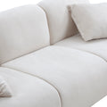 Mid Century Modern 3 Seater Couch Velveteen Sofa With Solid Wood Leg For Living Room, Bedroom, Livingroom Beige Beige Fabric