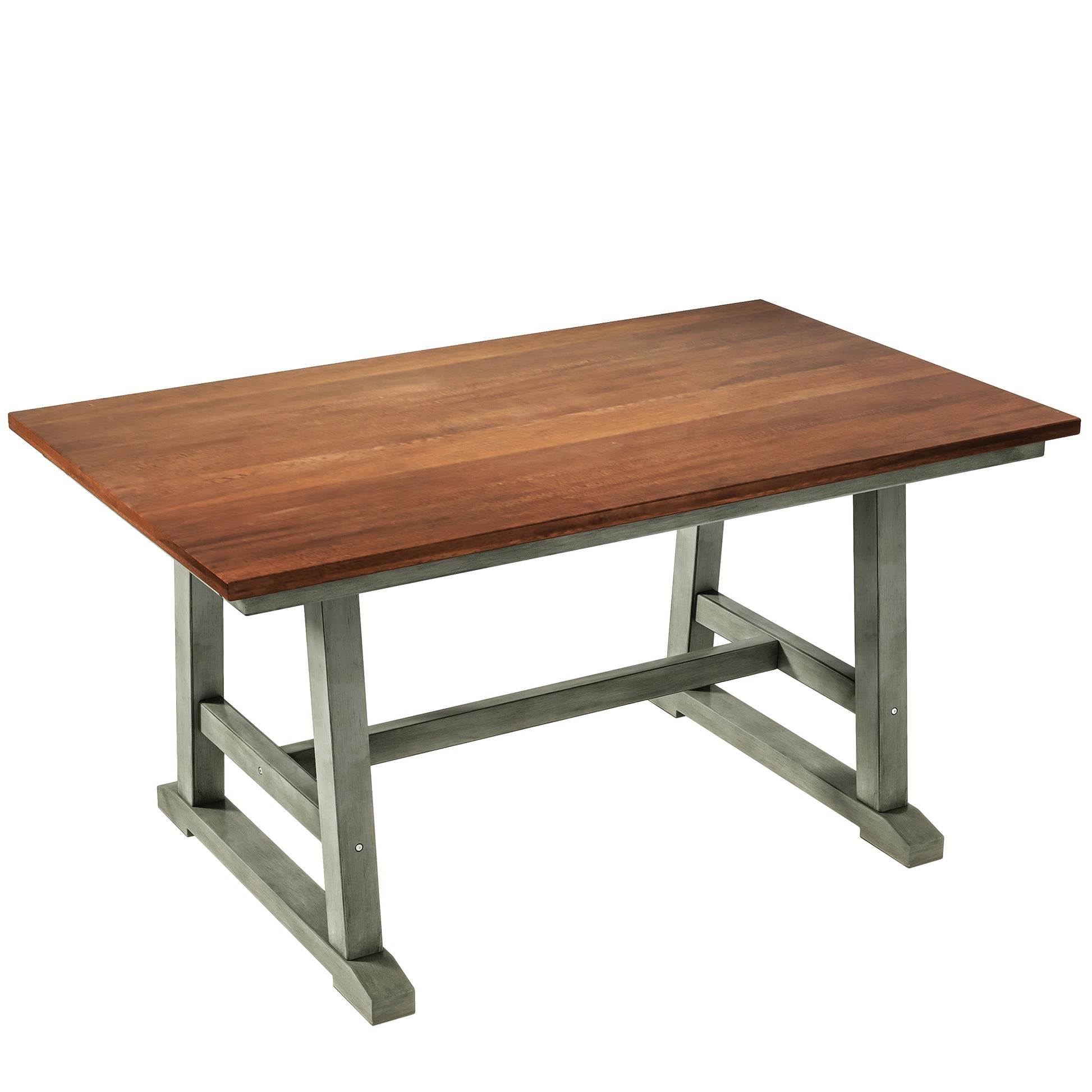 6 Piece Wood Dining Table Set Kitchen Table Set With Long Bench And 4 Dining Chairs, Farmhouse Style, Walnut Gray Gray Wood Dining Room Bench Seating Rubberwood Rectangular Dining Table With Chair And Bench Wood Wood Gray Solid Back Seats 6 60 Inches