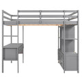 Full Size Loft Bed With Built In Desk With Two Drawers, And Storage Shelves And Drawers,Gray Old Sku: Gx000320Aae Box Spring Not Required Full Gray Wood Bedroom Pine