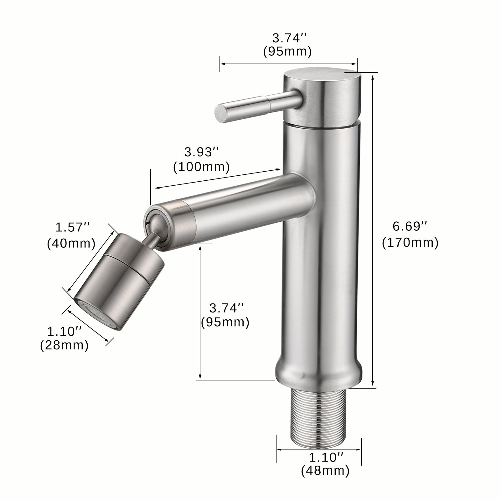 Brushed Nickle Bathroom Faucet For 2 Mode Faucet For Bathroom Sink With 360 Rotating Aerator Brushed Nickel Stainless Steel