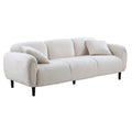 Mid Century Modern 3 Seater Couch Velveteen Sofa With Solid Wood Leg For Living Room, Bedroom, Livingroom Beige Beige Fabric
