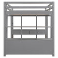 Full Size Loft Bed With Built In Desk With Two Drawers, And Storage Shelves And Drawers,Gray Old Sku: Gx000320Aae Box Spring Not Required Full Gray Wood Bedroom Pine