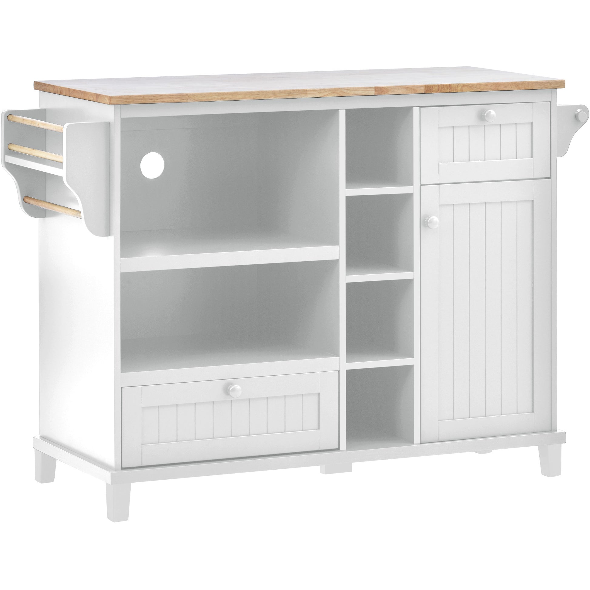 Kitchen Island Cart with Storage Cabinet and Two white-mdf