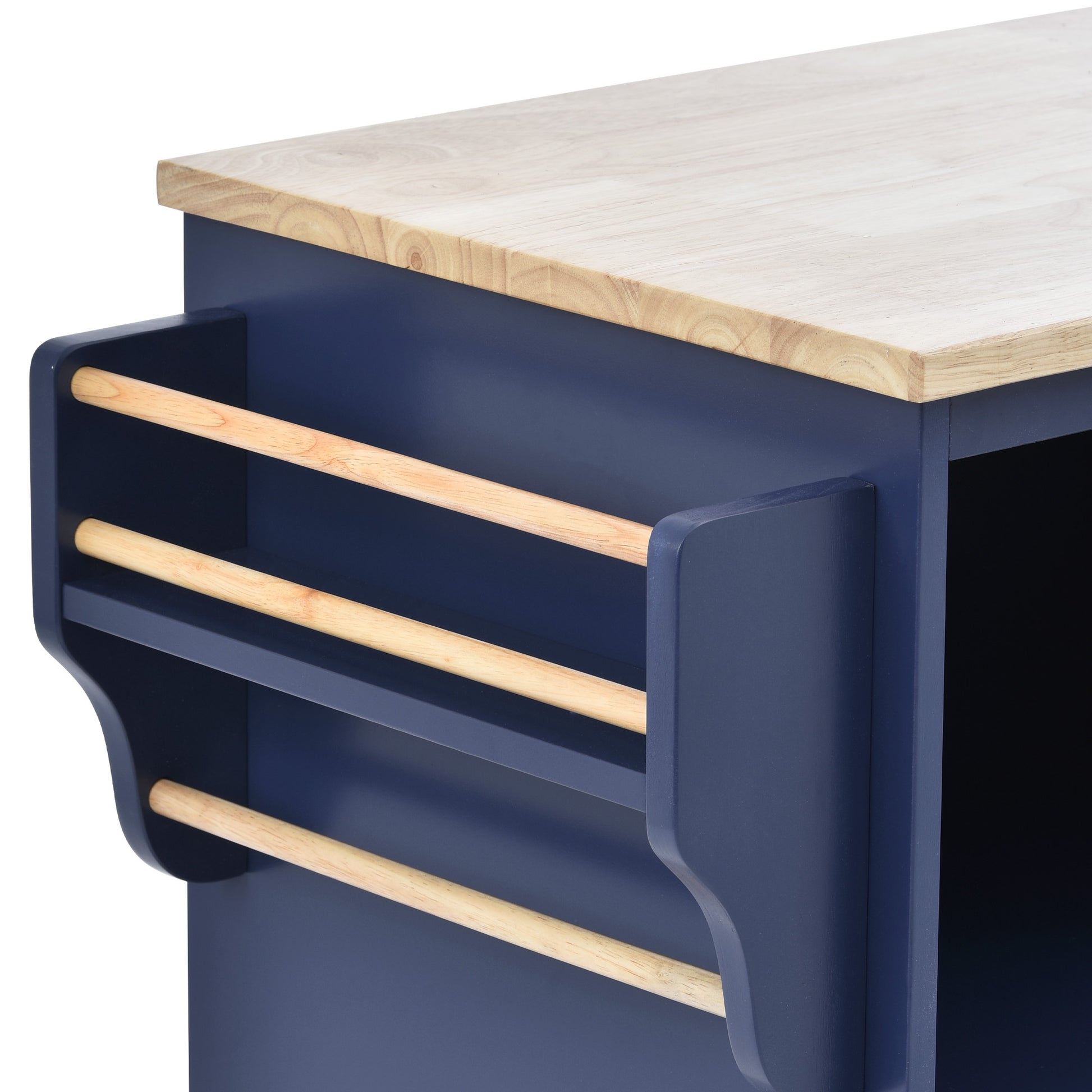 Kitchen Island Cart with Storage Cabinet and Two dark blue-mdf