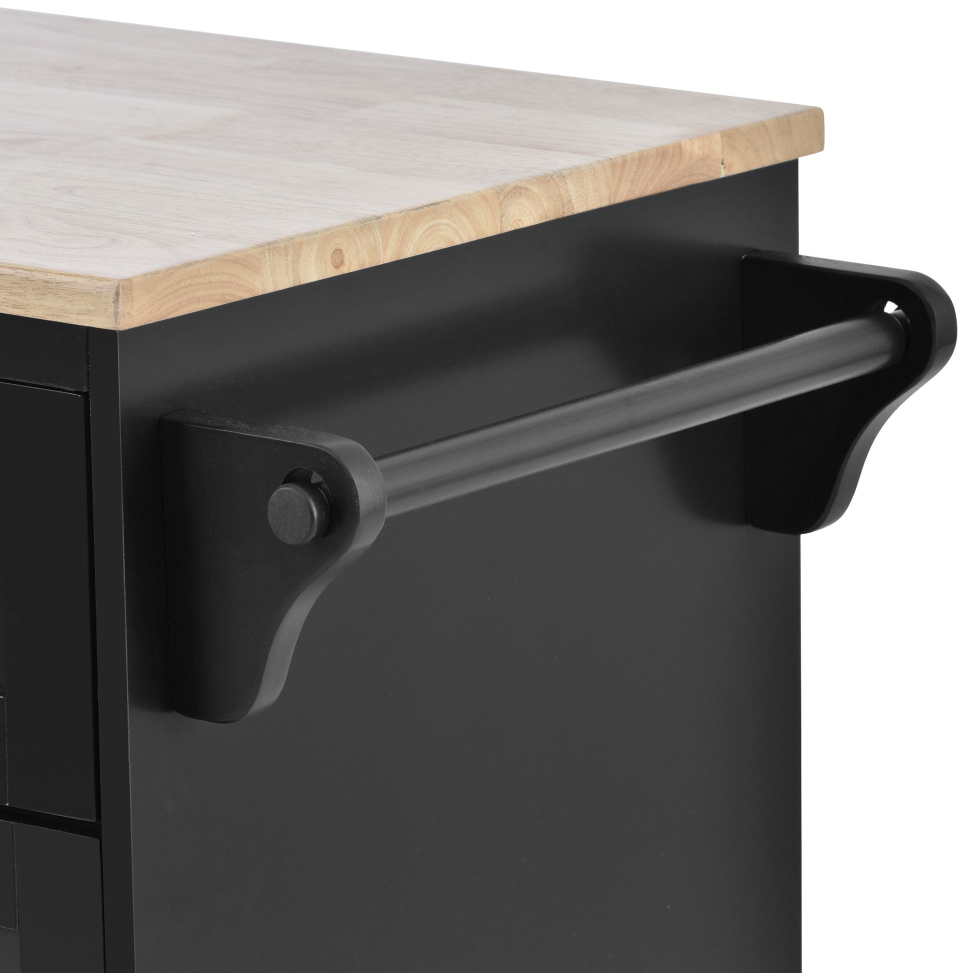 Kitchen Island Cart with Storage Cabinet and Two black-mdf