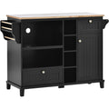 Kitchen Island Cart with Storage Cabinet and Two black-mdf