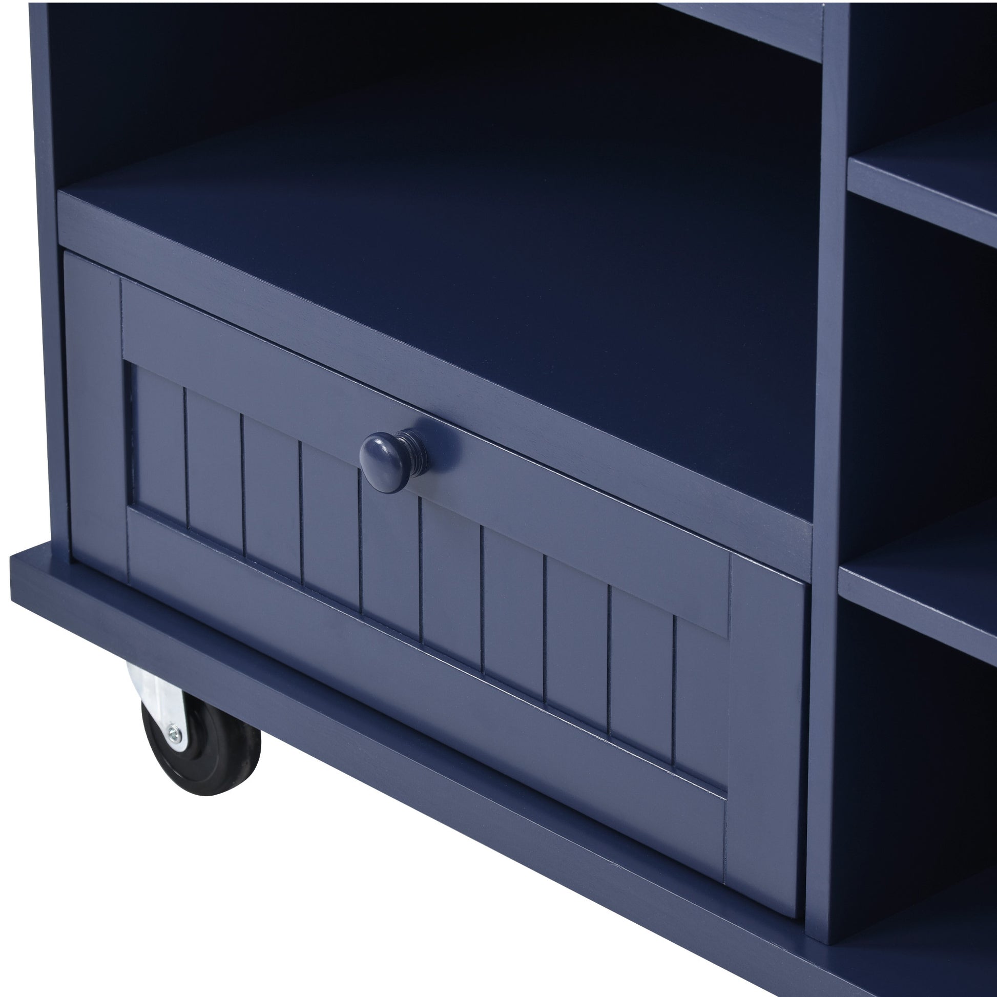 Kitchen Island Cart with Storage Cabinet and Two dark blue-mdf