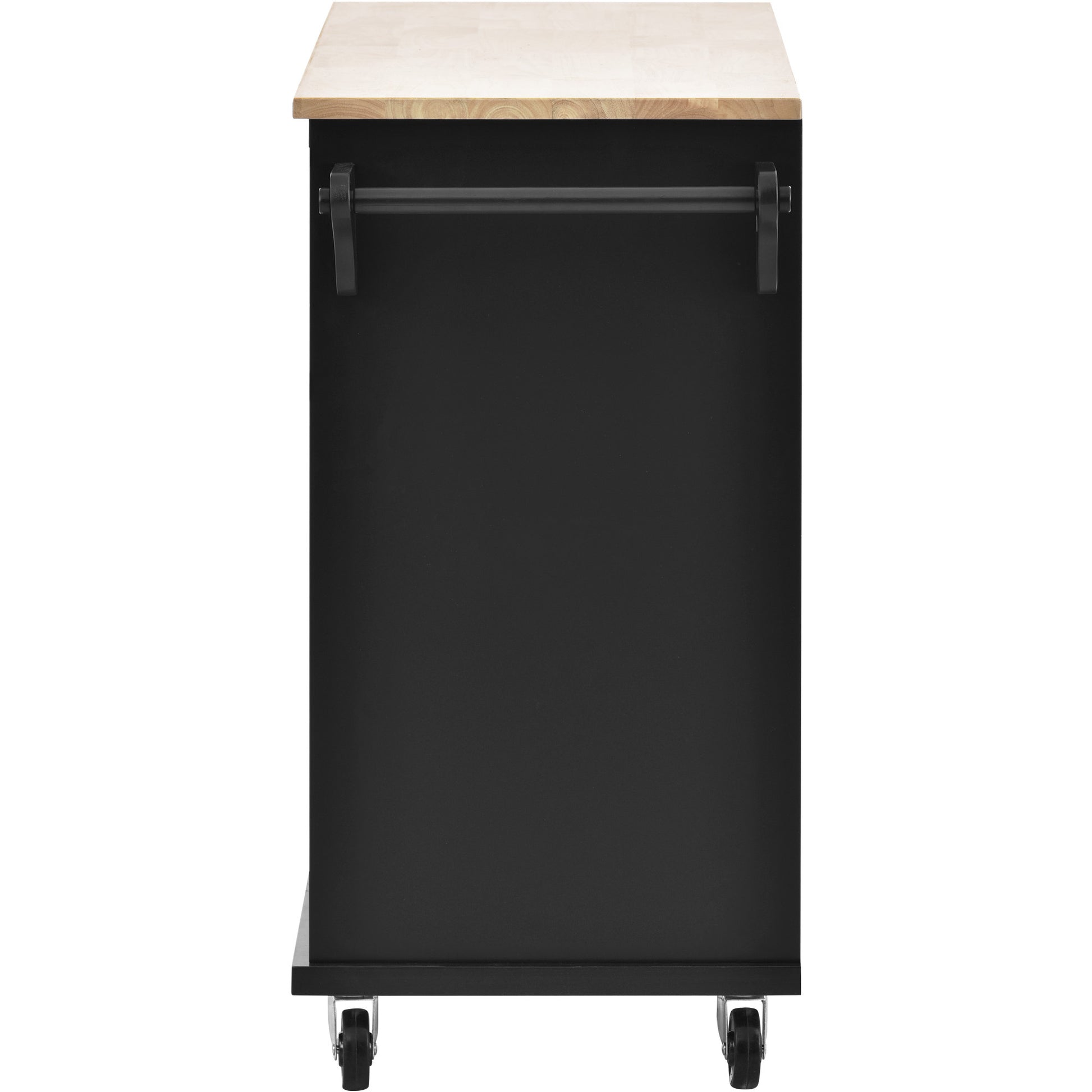 Kitchen Island Cart with Storage Cabinet and Two black-mdf