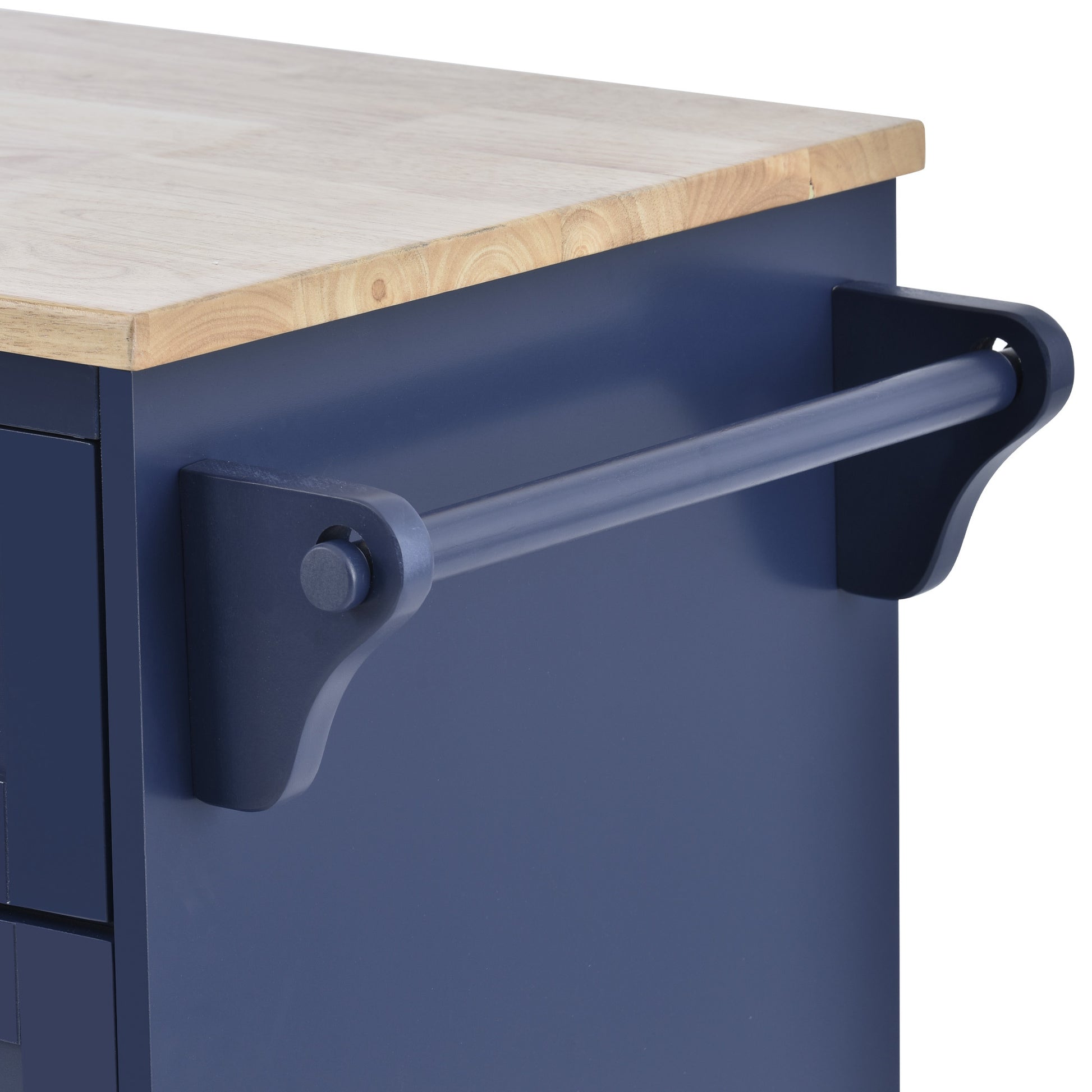 Kitchen Island Cart with Storage Cabinet and Two dark blue-mdf