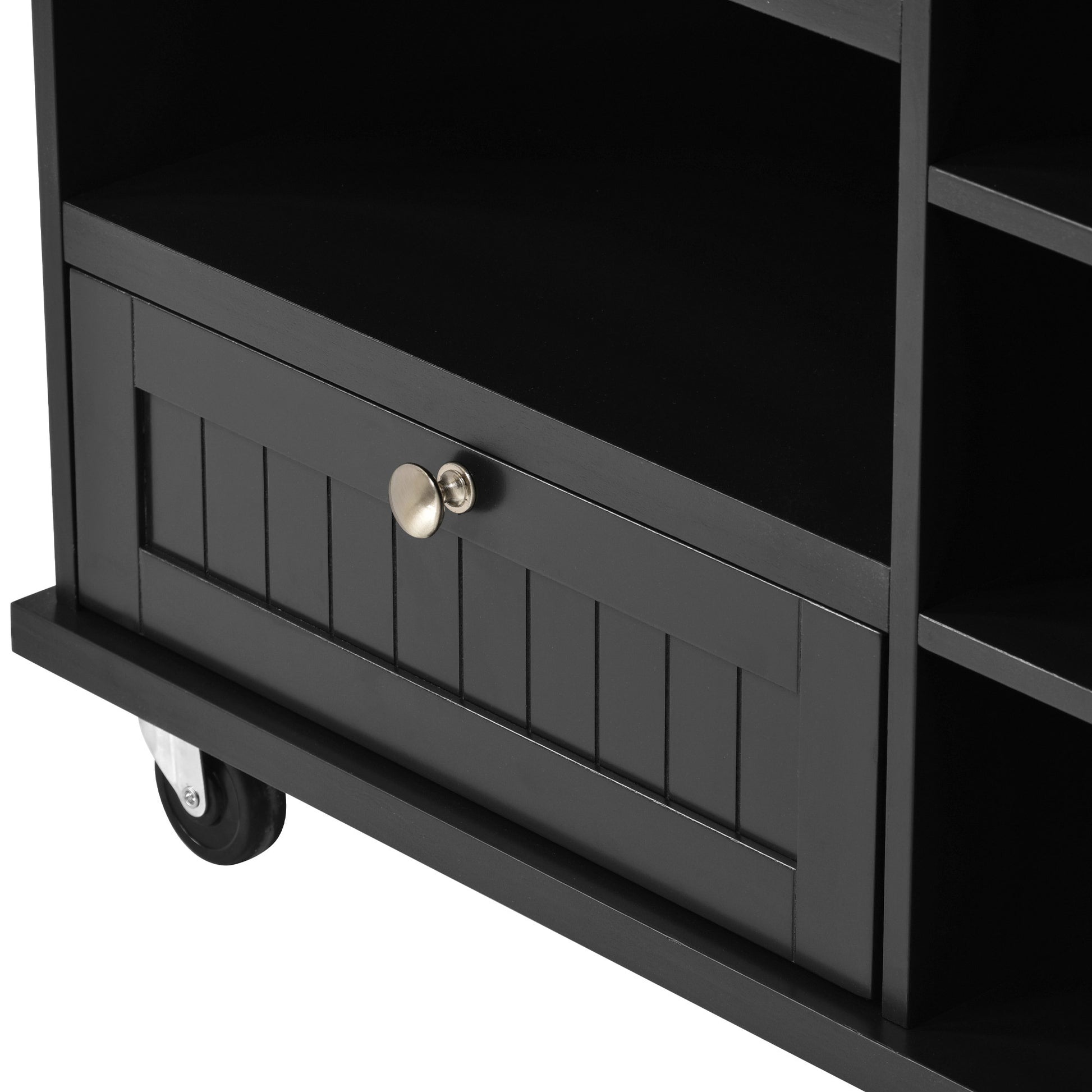 Kitchen Island Cart with Storage Cabinet and Two black-mdf