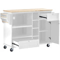 Kitchen Island Cart with Storage Cabinet and Two white-mdf