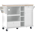 Kitchen Island Cart with Storage Cabinet and Two white-mdf