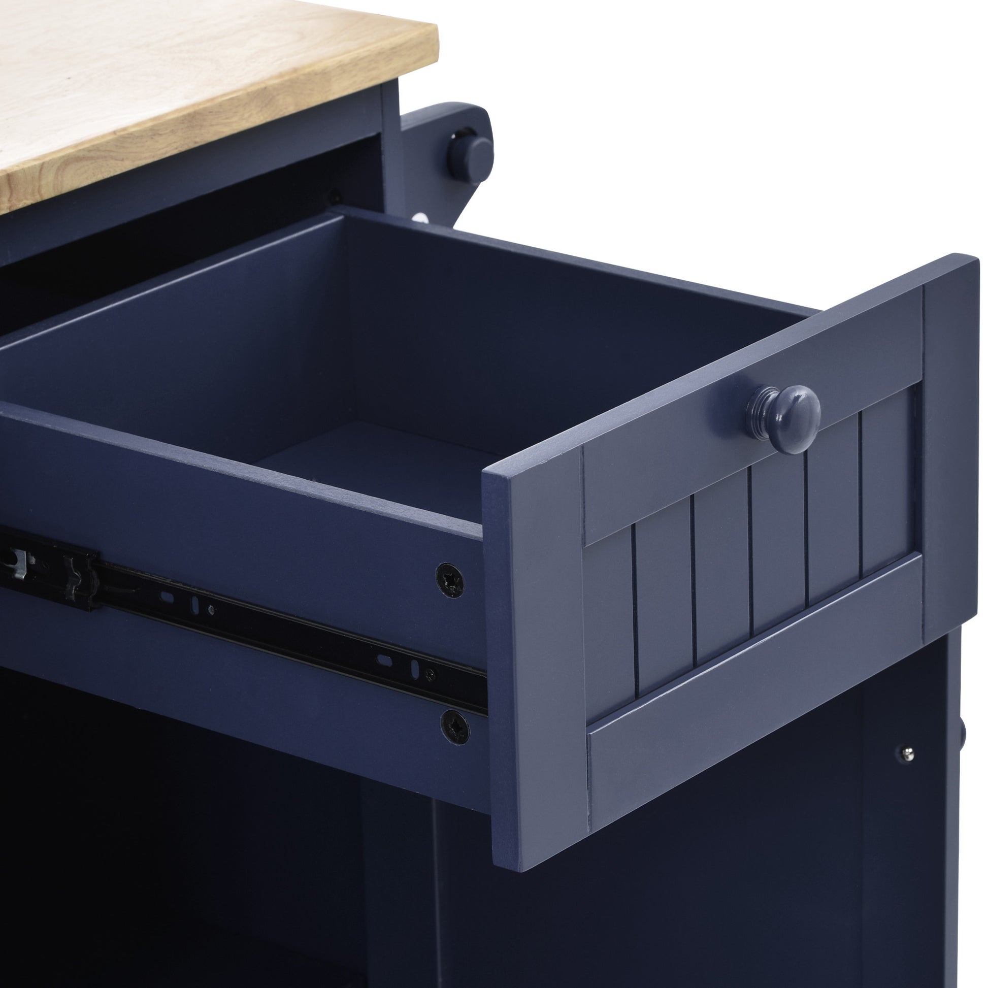 Kitchen Island Cart with Storage Cabinet and Two dark blue-mdf