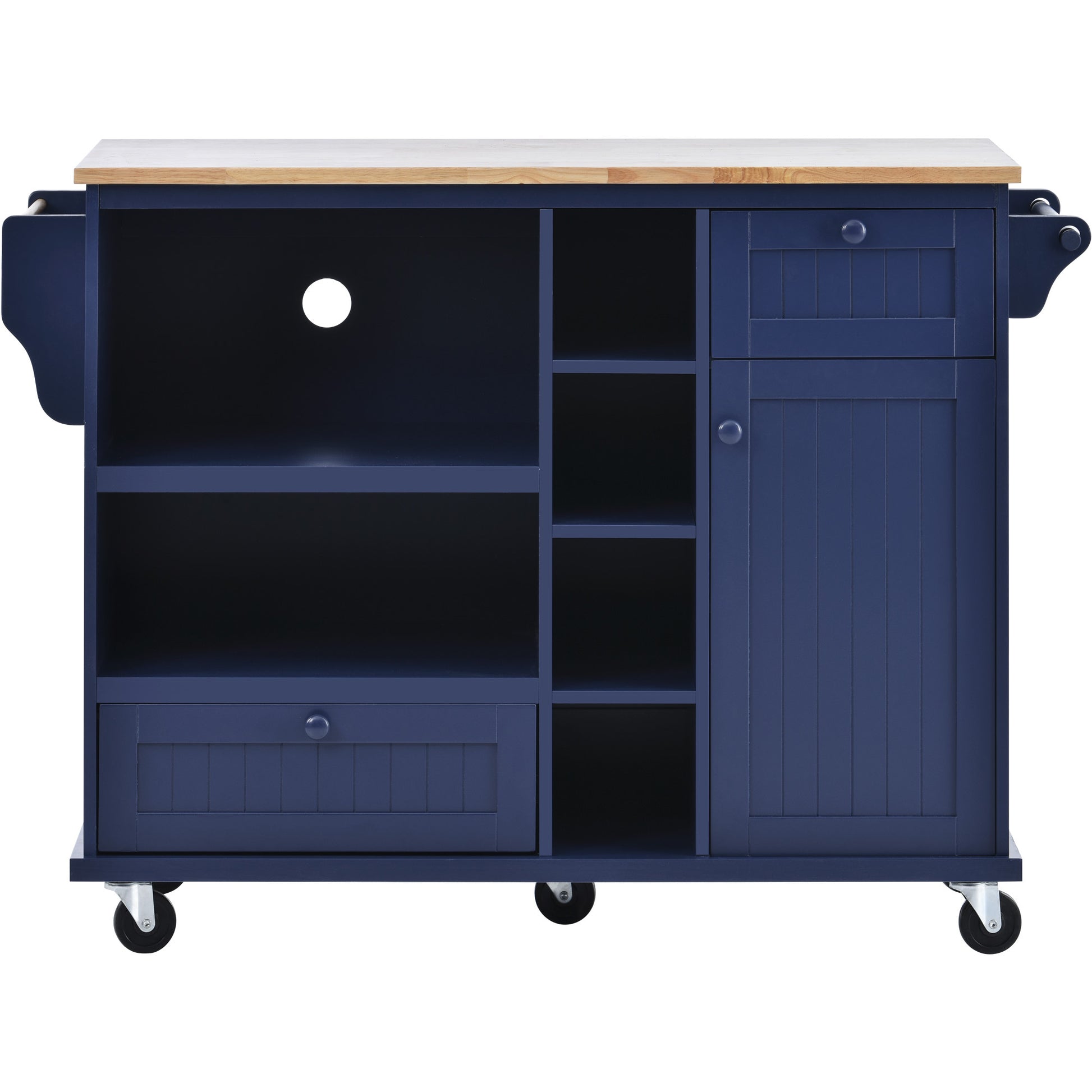 Kitchen Island Cart with Storage Cabinet and Two dark blue-mdf