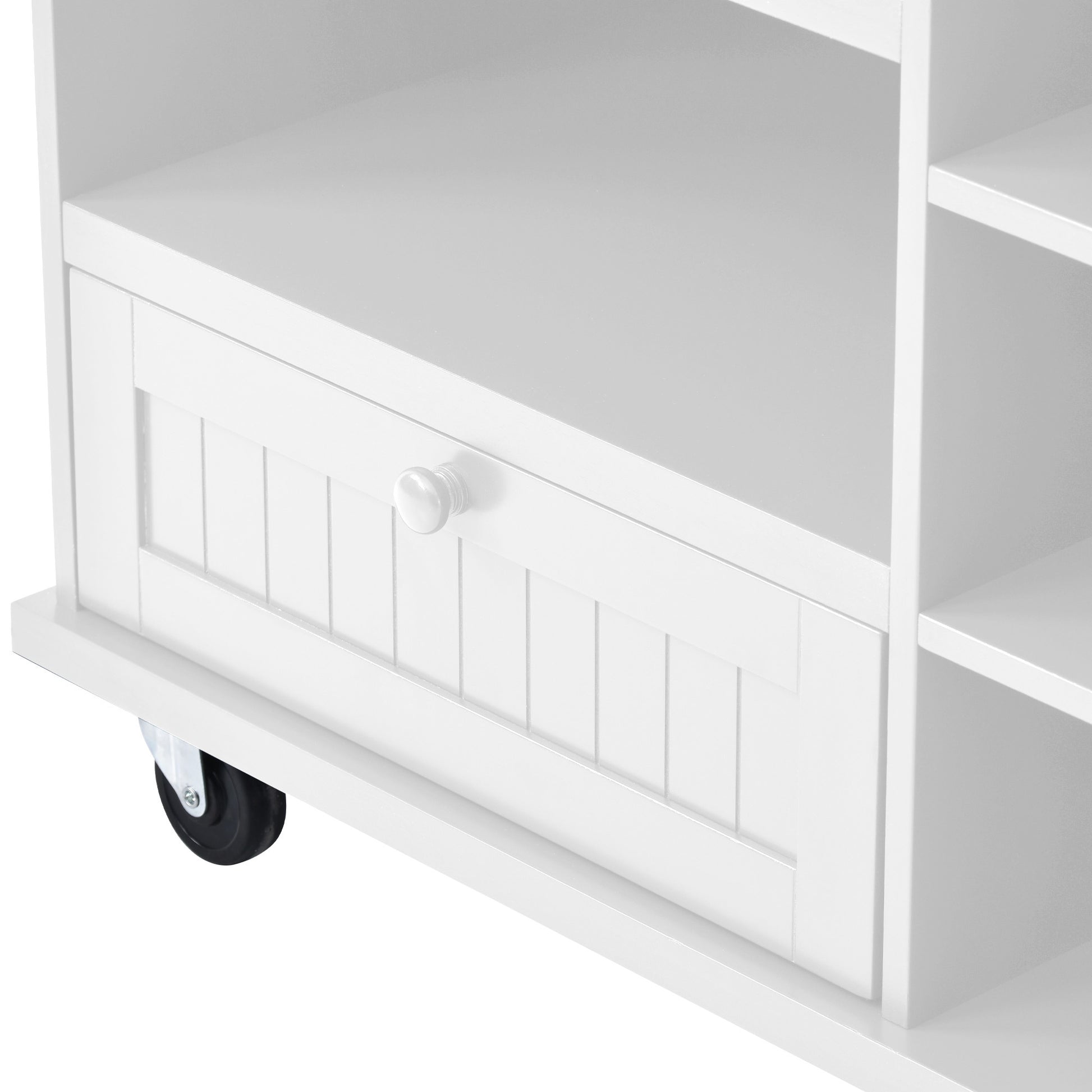 Kitchen Island Cart with Storage Cabinet and Two white-mdf