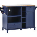 Kitchen Island Cart with Storage Cabinet and Two dark blue-mdf