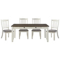 Antique White Finish Dining 5Pc Set Table With 6X Drawers And 4X Side Chairs Upholstered Seats Casual Style Dining Room Furniture Wood Antique White Seats 4 Wood Dining Room Rectangular Dining Table With Chair Wood