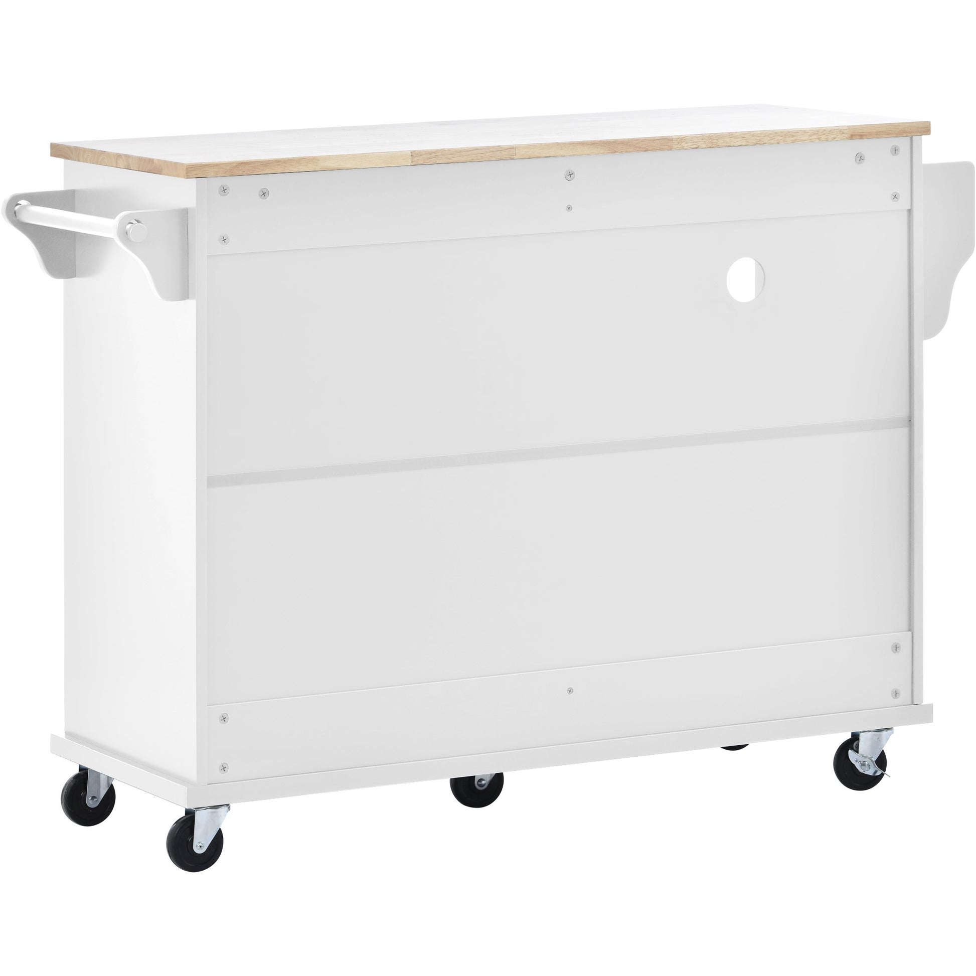 Kitchen Island Cart with Storage Cabinet and Two white-mdf