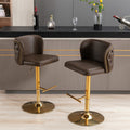 Swivel Barstools Adjusatble Seat Height, Modern Pu Upholstered Bar Stools With The Whole Back Tufted, For Home Pub And Kitchen Island Brown, Set Of 2 Brown Foam Pu Leather