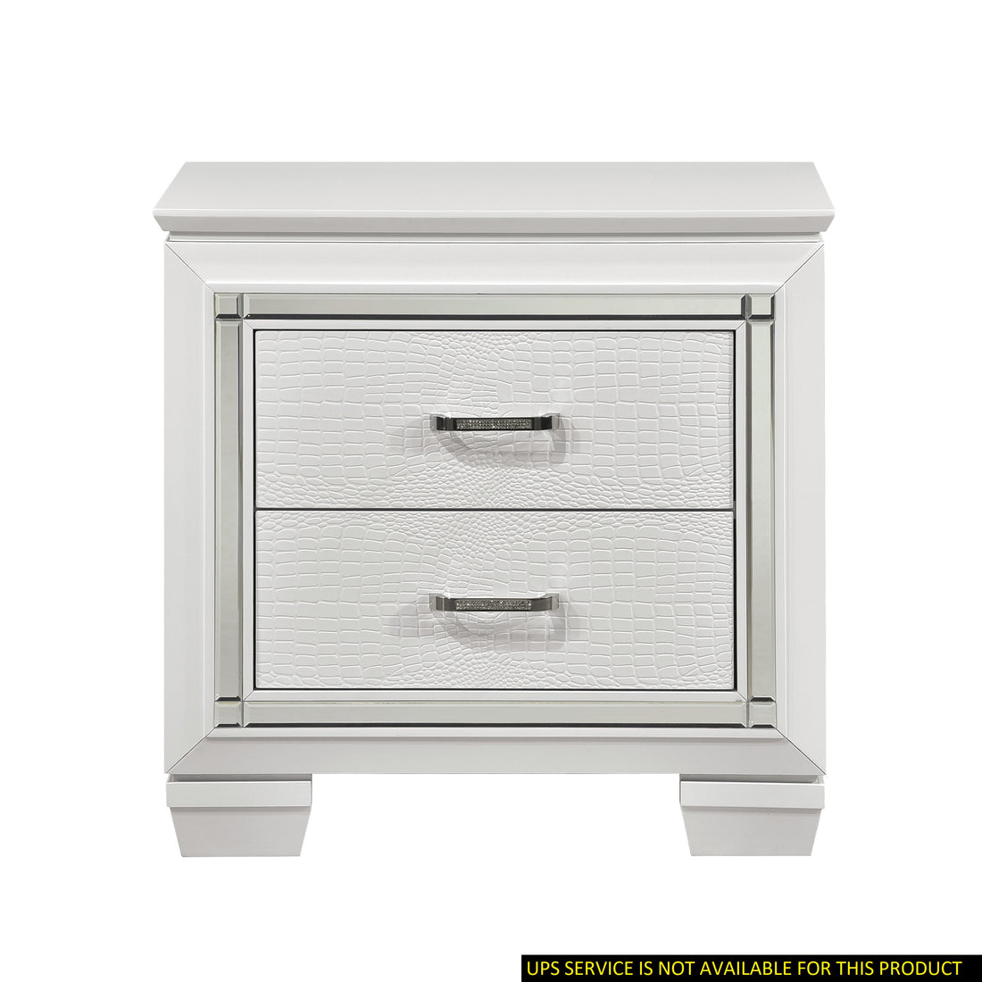 Glamorous Design Bedroom Furniture 1Pc Nightstand Of 2X Drawers White Finish Faux Alligator Embossed Textured Fronts White 2 Drawers Bedroom Glam,Modern Wood