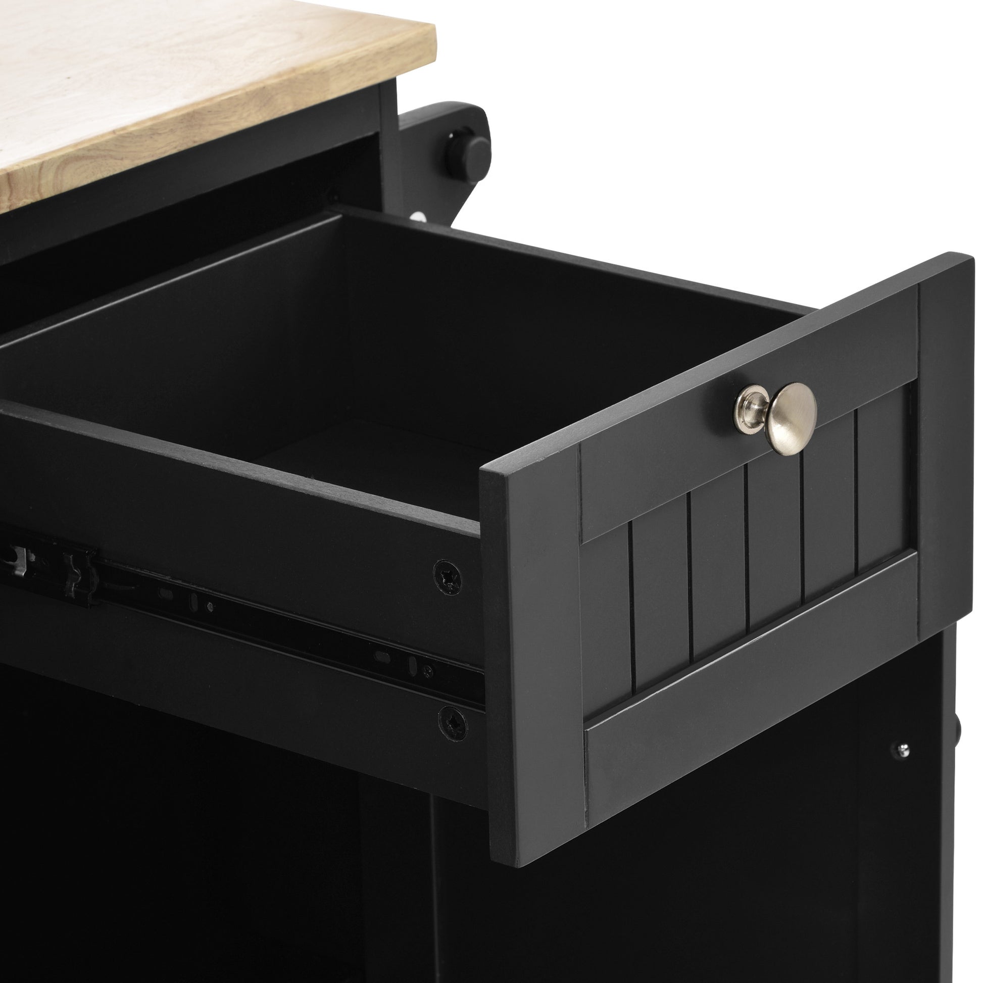 Kitchen Island Cart with Storage Cabinet and Two black-mdf