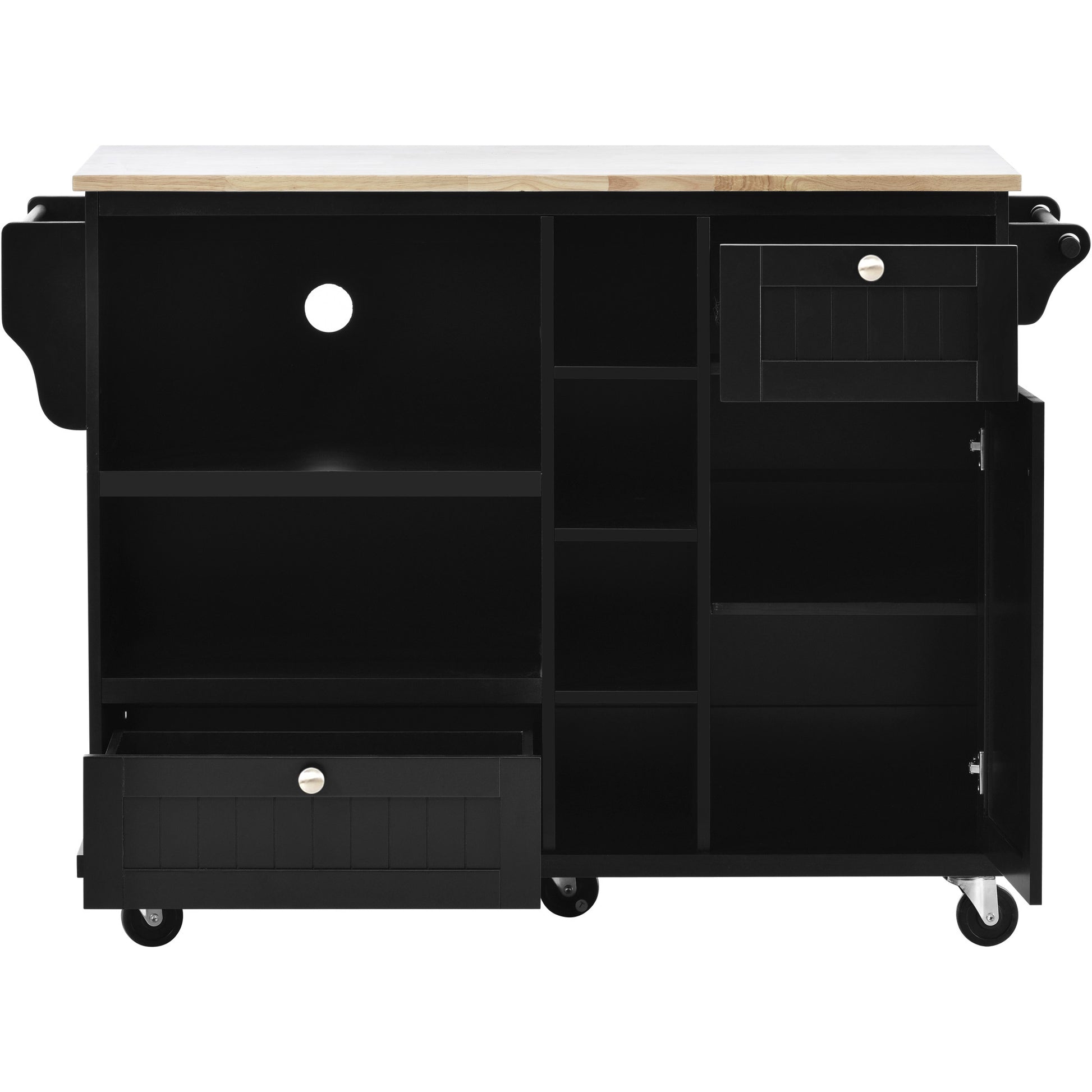 Kitchen Island Cart with Storage Cabinet and Two black-mdf