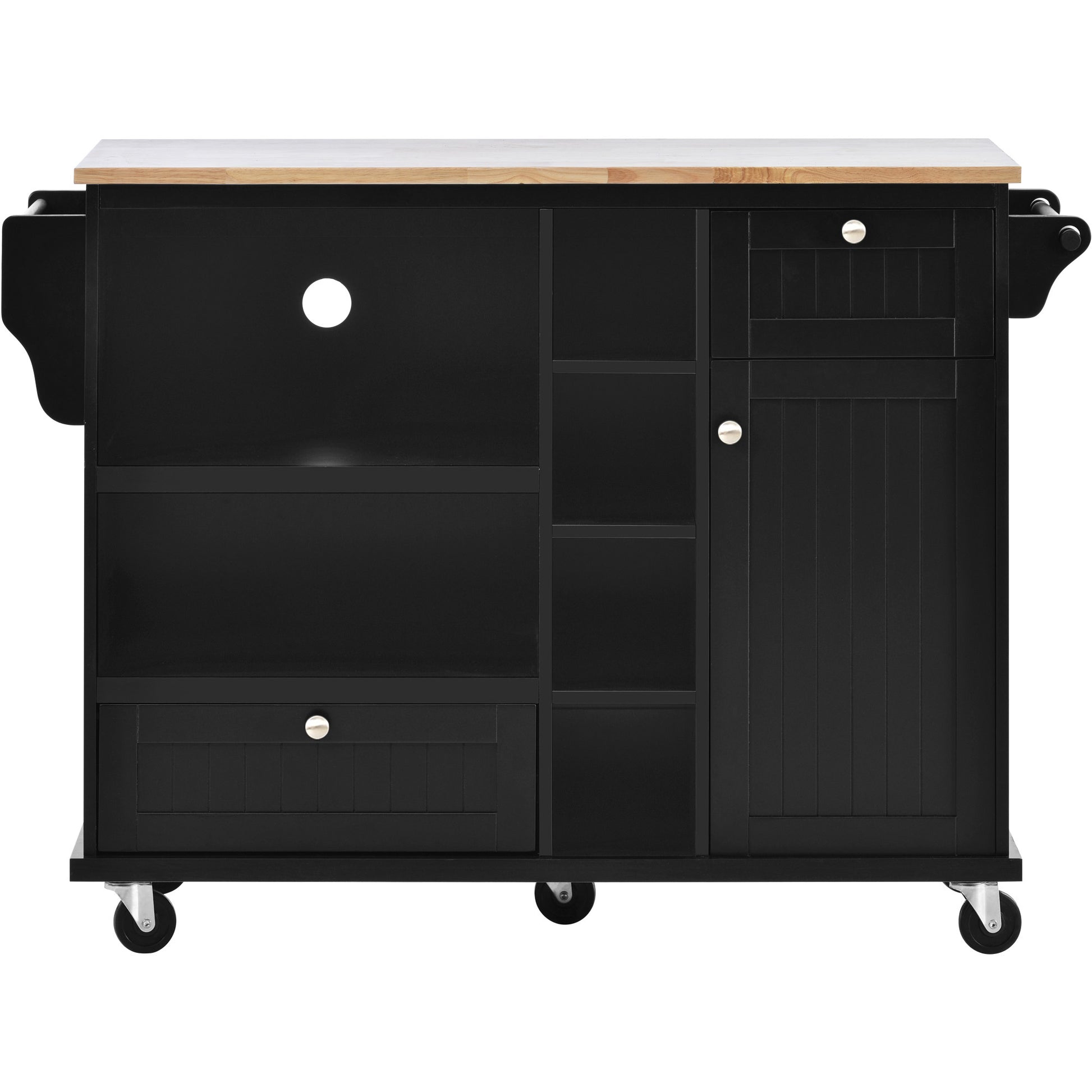Kitchen Island Cart with Storage Cabinet and Two black-mdf