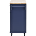 Kitchen Island Cart With Storage Cabinet And Two Locking Wheels,Solid Wood Desktop,Microwave Cabinet,Floor Standing Buffet Server Sideboard For Kitchen Room,Dining Room, Bathroom Dark Blue Dark Blue Mdf