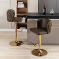 Swivel Barstools Adjusatble Seat Height, Modern Pu Upholstered Bar Stools With The Whole Back Tufted, For Home Pub And Kitchen Island Brown, Set Of 2 Brown Foam Pu Leather