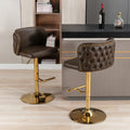 Swivel Barstools Adjusatble Seat Height, Modern Pu Upholstered Bar Stools With The Whole Back Tufted, For Home Pub And Kitchen Island Brown, Set Of 2 Brown Foam Pu Leather