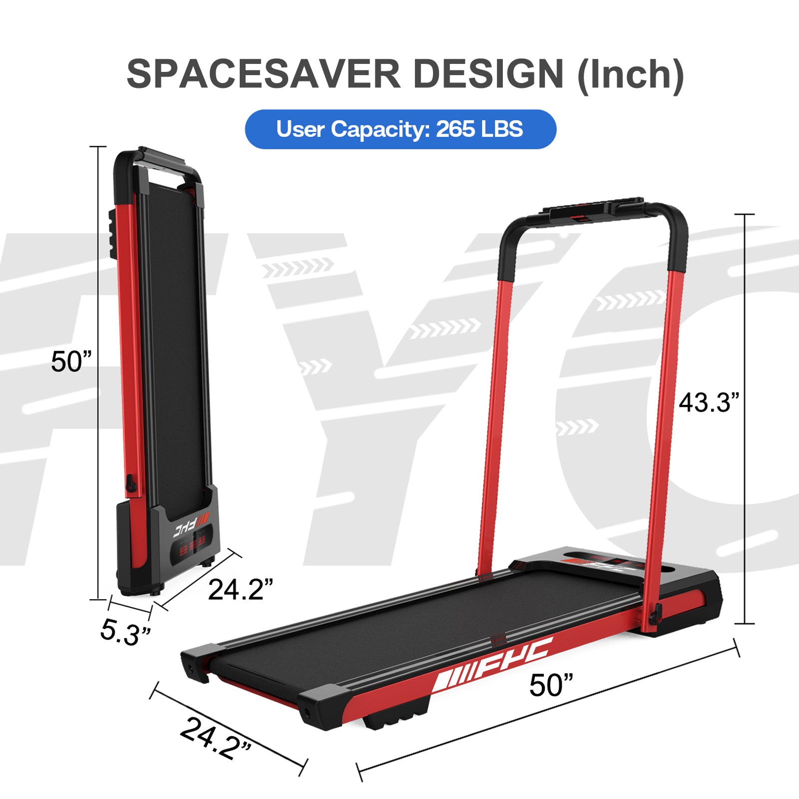 2 in 1 Under Desk Treadmill 3.5 HP Folding Treadmill red-steel