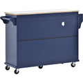 Kitchen Island Cart with Storage Cabinet and Two dark blue-mdf