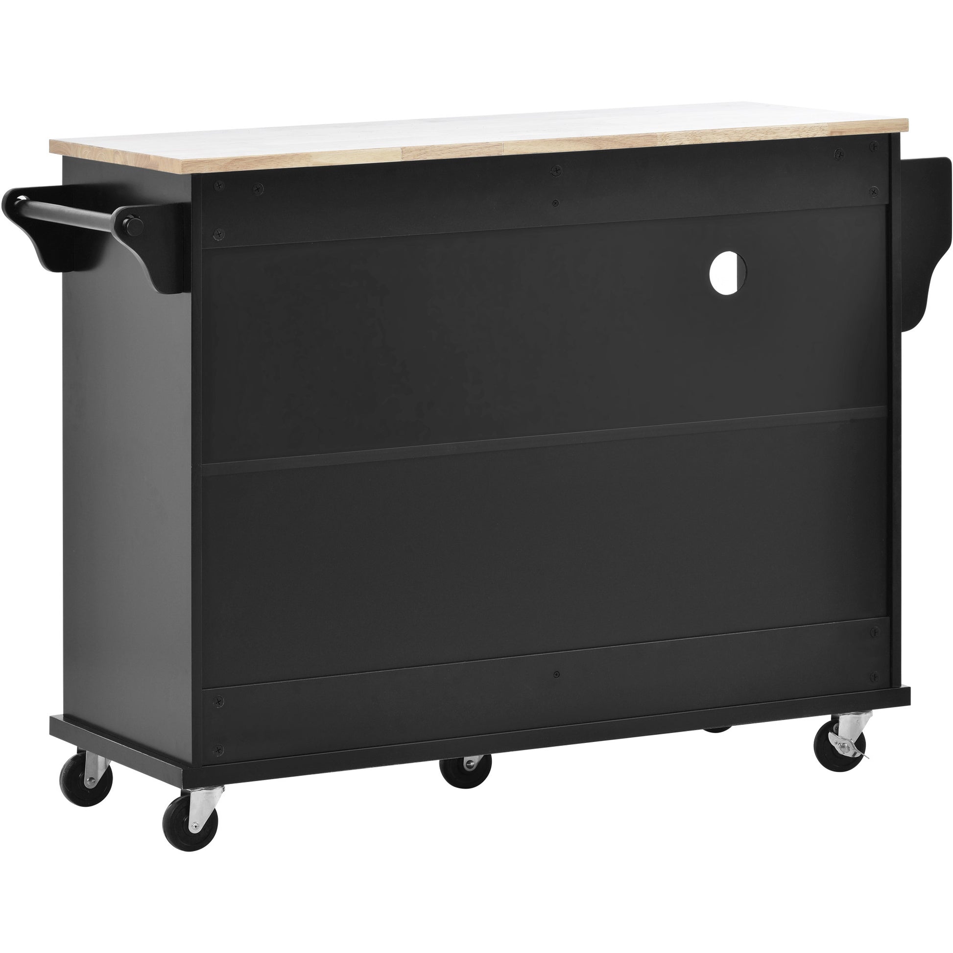 Kitchen Island Cart with Storage Cabinet and Two black-mdf