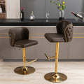 Swivel Barstools Adjusatble Seat Height, Modern Pu Upholstered Bar Stools With The Whole Back Tufted, For Home Pub And Kitchen Island Brown, Set Of 2 Brown Foam Pu Leather