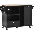 Kitchen Island Cart with Storage Cabinet and Two black-mdf