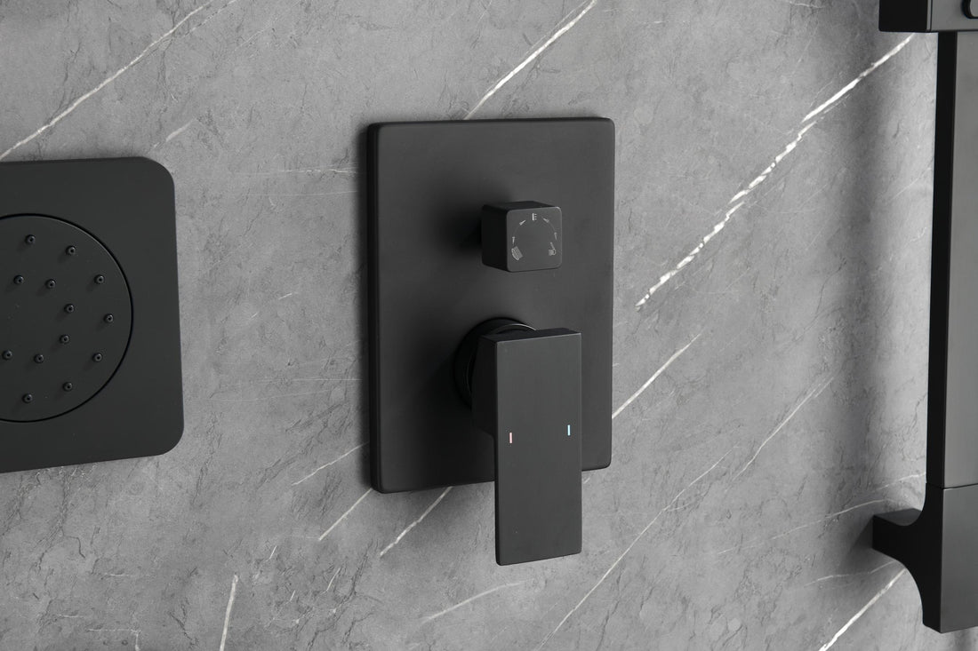 3 Way Outlet Function Solid Brass Shower Diverter Valve Mixer Rough In Shower Handle Valve Kit Replacement Matte Black Brass