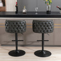 Swivel Barstools Adjusatble Seat Height, Modern Pu Upholstered Bar Stools With The Whole Back Tufted, For Home Pub And Kitchen Island Dark Gray, Set Of 2 Dark Gray Foam Pu Leather