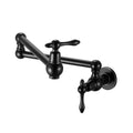 Pot Filler Faucet Wall Mount Kitchen Sink Faucet Folding Stretchable With Single Hole Two Handles Matte Black Brass