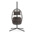 Outdoor Patio Wicker Hanging Chair Swing Chair Patio Egg Chair Uv Resistant Dark Grey Cushion Aluminum Frame Dark Grey Aluminium