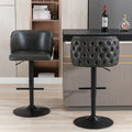 Swivel Barstools Adjusatble Seat Height, Modern Pu Upholstered Bar Stools With The Whole Back Tufted, For Home Pub And Kitchen Island Dark Gray, Set Of 2 Dark Gray Foam Pu Leather