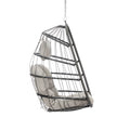 Outdoor Wicker Rattan Swing Chair Hammock Chair Hanging Chair With Aluminum Frame And Grey Cushion Without Stand Dark Grey Aluminium