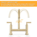 Double Handle Bridge Kitchen Faucet In Stainless Steel Brushed Gold Stainless Steel