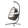 Outdoor Patio Wicker Hanging Chair Swing Chair Patio Egg Chair Uv Resistant Dark Grey Cushion Aluminum Frame Dark Grey Aluminium