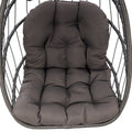 Outdoor Wicker Rattan Swing Chair Hammock Chair Hanging Chair With Aluminum Frame And Dark Grey Cushion Without Stand 265Lbs Capacity Dark Gray Aluminum