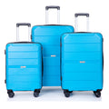 Hardshell Suitcase Spinner Wheels Pp Luggage Sets Lightweight Suitcase With Tsa Lock,3 Piece Set 20 24 28 ,Light Blue Light Blue Polypropylene