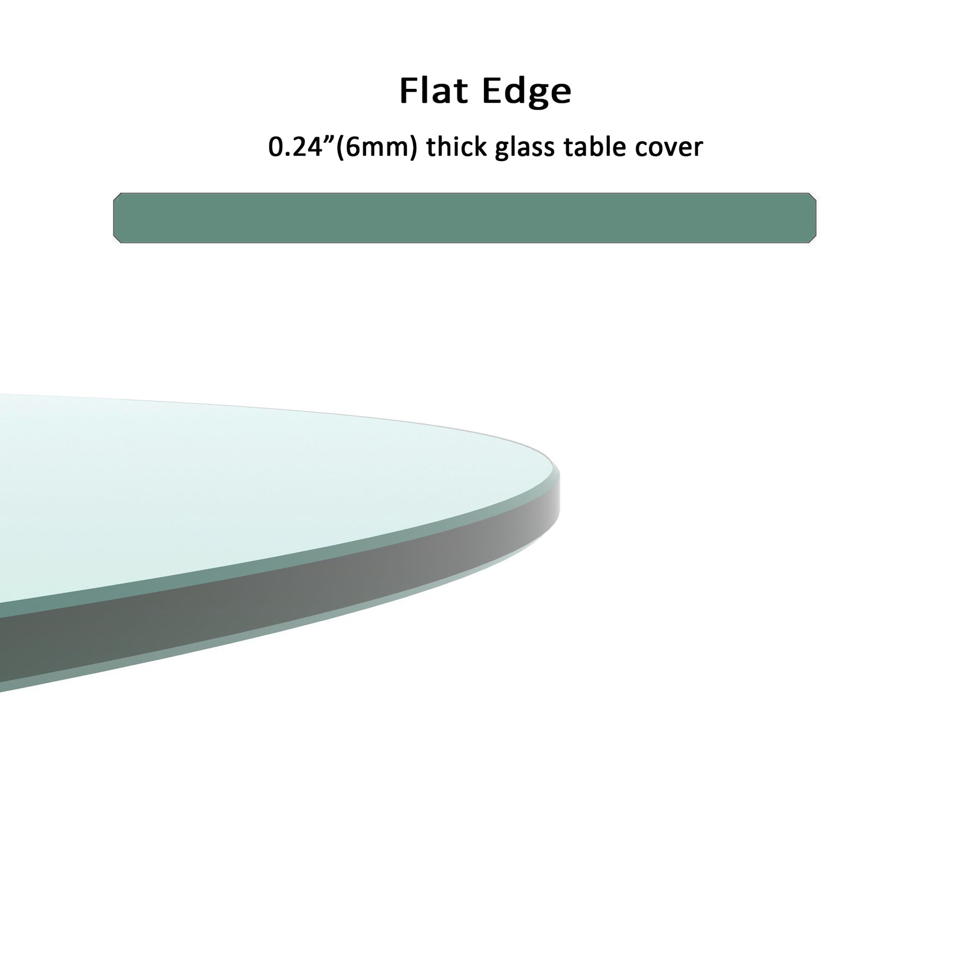 24" Inch Round Tempered Glass Table Top Clear Glass 1 4" Inch Thick Flat Polished Edge Transparent Glass