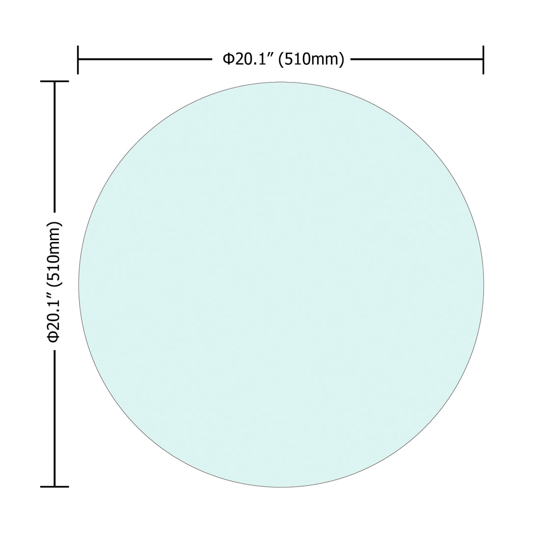 20" Inch Round Tempered Glass Table Top Clear Glass 1 4" Inch Thick Flat Polished Edge Transparent Glass