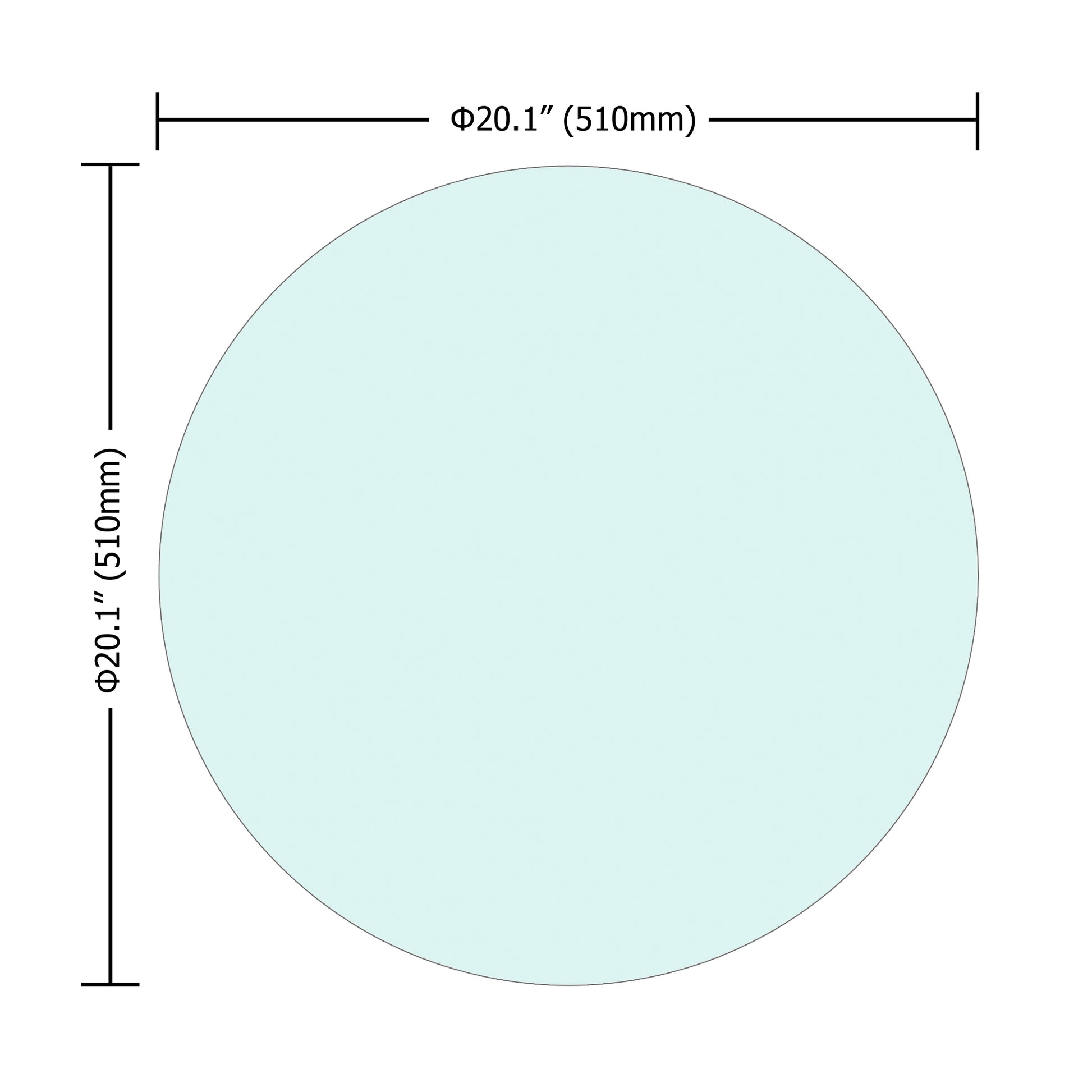 20" Inch Round Tempered Glass Table Top Clear Glass 1 4" Inch Thick Flat Polished Edge Transparent Glass